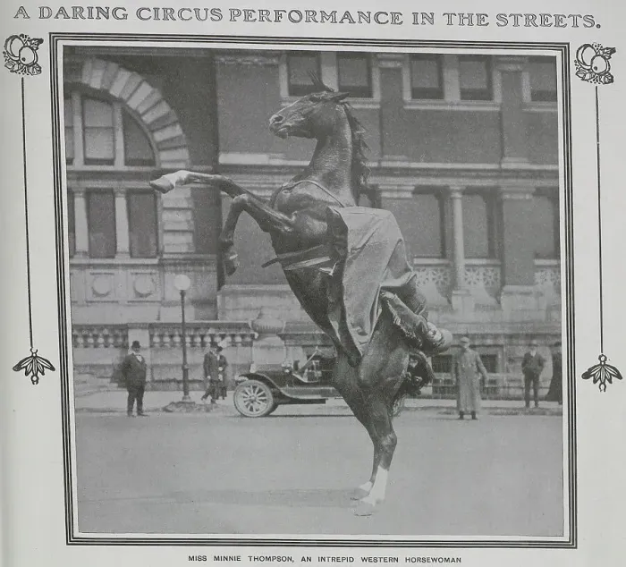 Framed Print : Minnie Thompson, Dallas cowgirl in New York