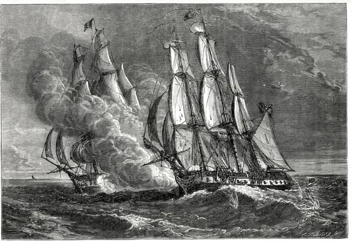 Framed Print : A minor engagement between the French Navy frigate Didon Framed Print : A minor engagement between the French Navy frigate Didon