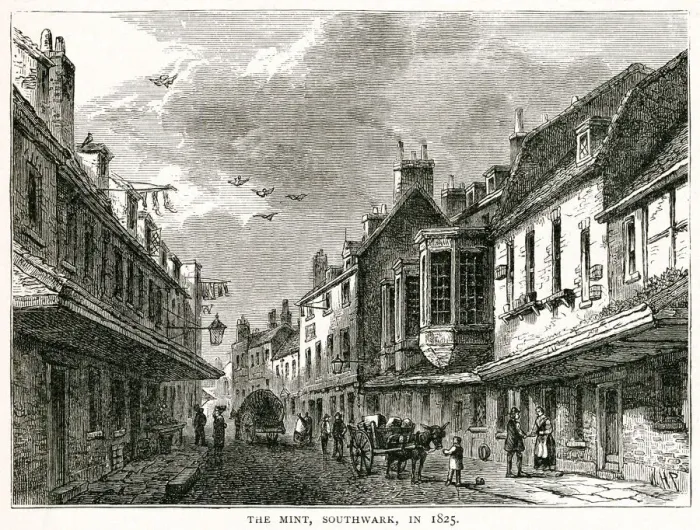 Framed Print : The Mint, Southwark 1825 Framed Print : The Mint, Southwark 1825