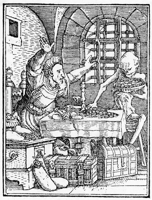Framed Print : MISER AND DEATH Framed Print : MISER AND DEATH