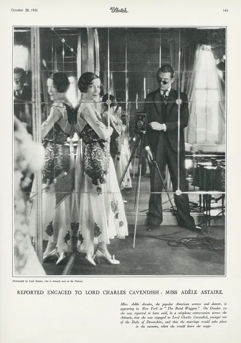 Framed Print : Miss Adele Astaire (1896-1981) American Actress and Dancer - photographed by Cecil Beaton who also appears in the picture. Date: 1931 Framed Print : Miss Adele Astaire (1896-1981) American Actress and Dancer - photographed by Cecil Beaton who also appears in the picture. Date: 1931