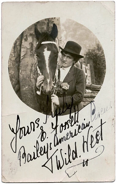 Miss Emmie Fossett, circus performer, with horse