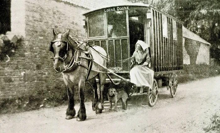Framed Print : Miss Hs Manfield's Van, Lorna Doone Framed Print : Miss Hs Manfield's Van, Lorna Doone