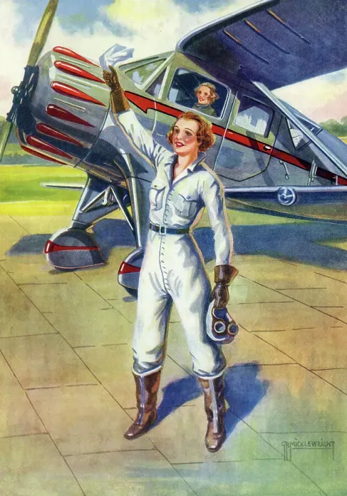 Framed Print : Miss Modern the pilot, Schoolgirls Adventure Book Framed Print : Miss Modern the pilot, Schoolgirls Adventure Book