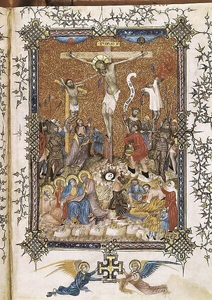Missal with scene of the Crucifixion. School of