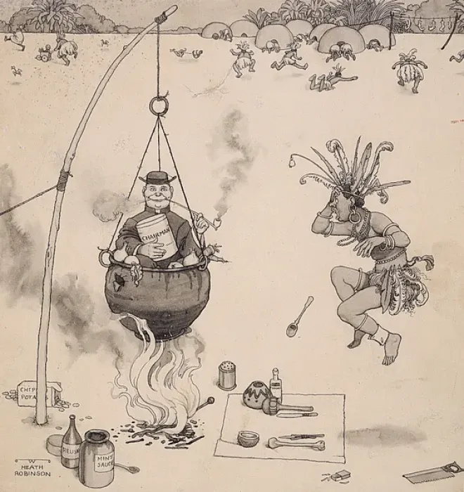 Framed Print : A Missionary being Boiled by Cannibals Framed Print : A Missionary being Boiled by Cannibals