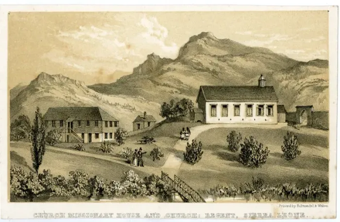 Framed Print : Missionary house and church, Regent, Sierra Leone