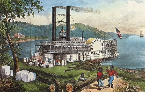 On the Mississippi, Loading Cotton Date: 1860