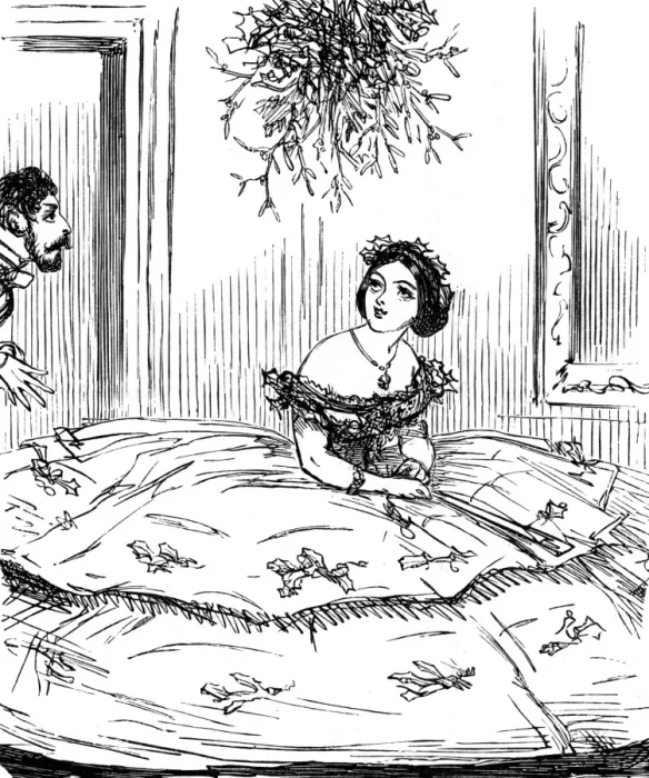 Framed Print : Mistletoe thwarted by crinoline, 1857 Framed Print : Mistletoe thwarted by crinoline, 1857