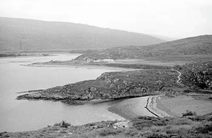 Framed Print : Misty hills and beaches on a sea loch Framed Print : Misty hills and beaches on a sea loch