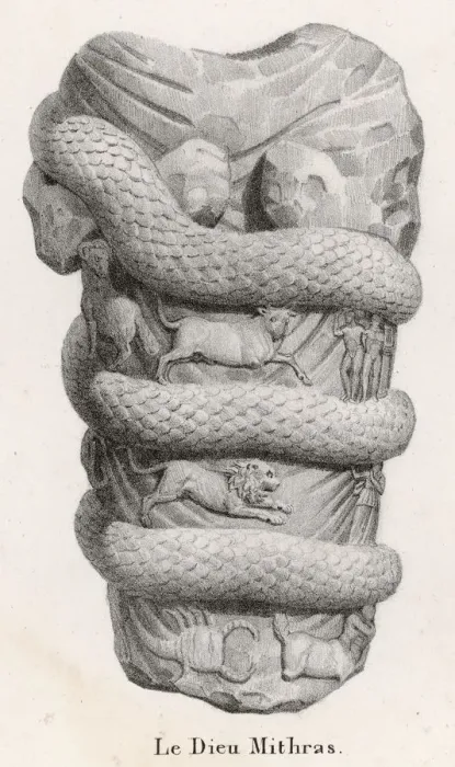 Framed Print : MITHRAS depicted by the Gauls as a serpent, symbol of eternity, Framed Print : MITHRAS depicted by the Gauls as a serpent, symbol of eternity,