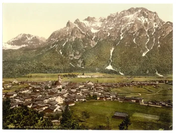 Framed Print : Mittenwald and Carwendel (i. e. Karwendel), Upper Bavaria, Ge Framed Print : Mittenwald and Carwendel (i. e. Karwendel), Upper Bavaria, Ge