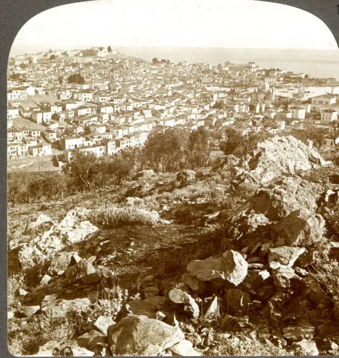 Framed Print : Mitylene, Port of Lesbos, looking east over Aegean Sea Framed Print : Mitylene, Port of Lesbos, looking east over Aegean Sea