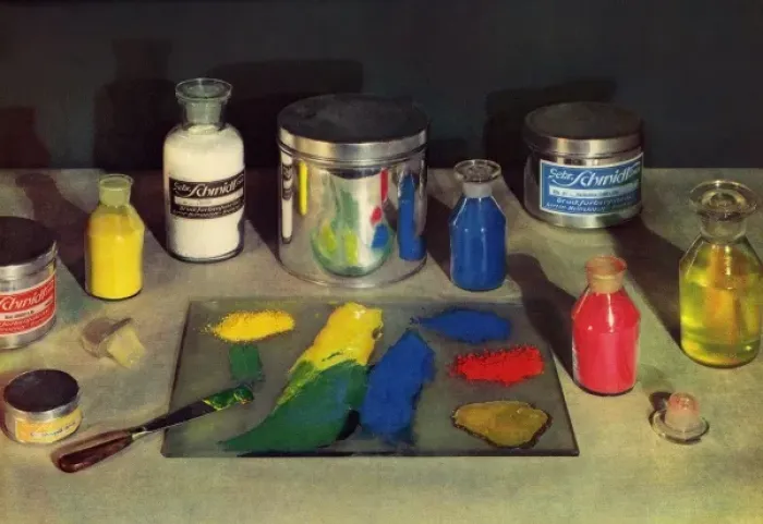 Framed Print : Mixing printing inks Framed Print : Mixing printing inks