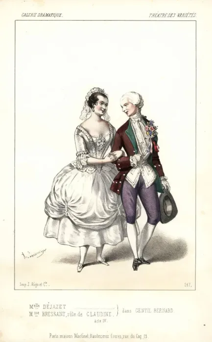 Framed Print : Mlle Dejazet and Madame Bressant in Gentil Bernard, 1846 Framed Print : Mlle Dejazet and Madame Bressant in Gentil Bernard, 1846
