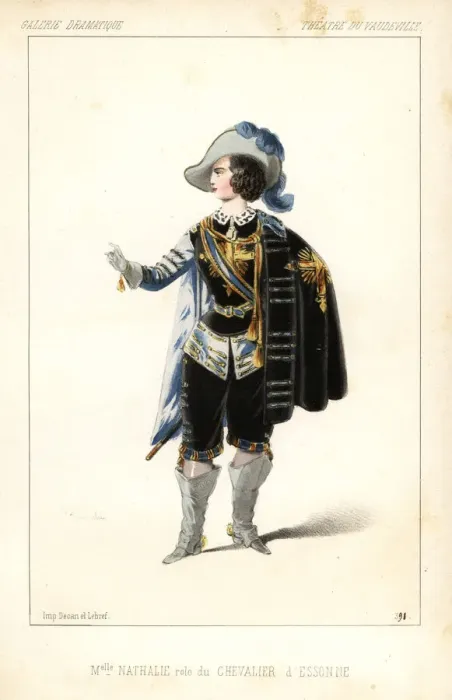 Framed Print : Mlle Nathalie in drag as the Chevalier d Essone, 1847 Framed Print : Mlle Nathalie in drag as the Chevalier d Essone, 1847