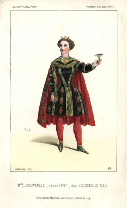 Framed Print : Mlle Scriwaneck in costume as Satan in Les Framed Print : Mlle Scriwaneck in costume as Satan in Les
