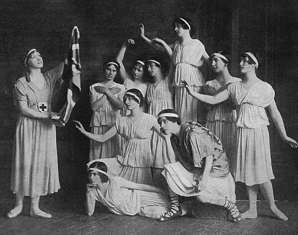 Mme. Karina & pupils in patriotic dance tableau, WW1