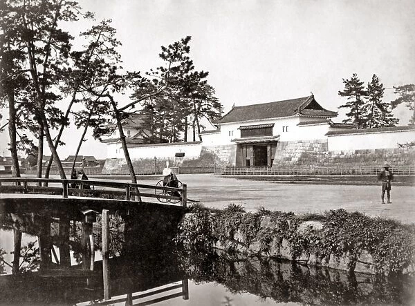 Moat and gateway, probably Tokyo, Japan, circa 1880s