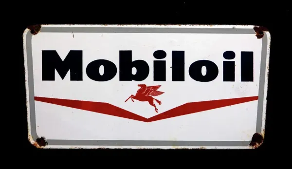 Mobil Oil Sign Enamel Sign Mobiloil, 1968 | Retro Station