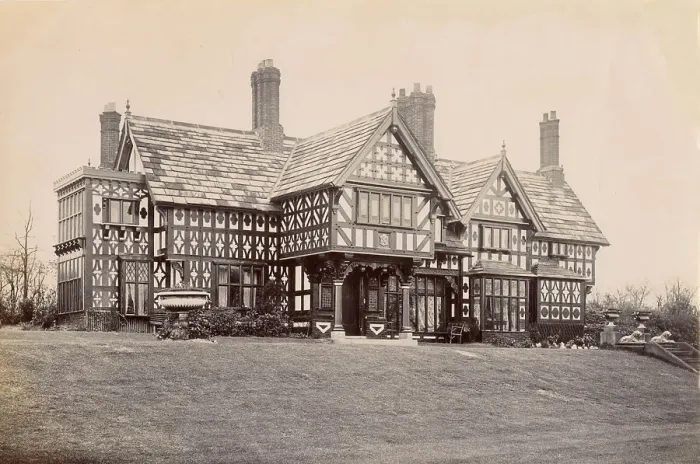 Framed Print : Mock Tudor building, Cheshire Date: circa 1889 Framed Print : Mock Tudor building, Cheshire Date: circa 1889