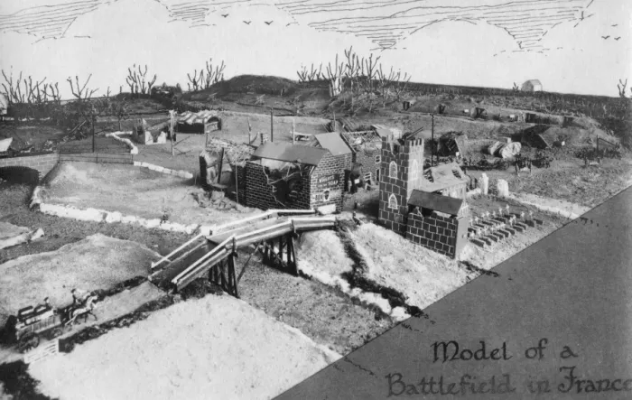 Framed Print : A model of a battlefield in France Framed Print : A model of a battlefield in France