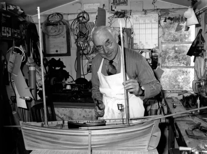 Framed Print : Model fishing boat maker, Cornwall Framed Print : Model fishing boat maker, Cornwall
