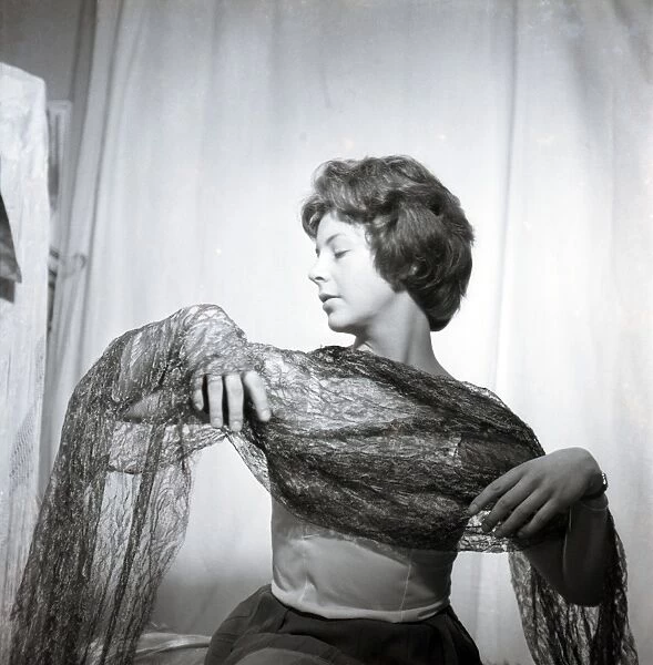 Model with a lacy shawl