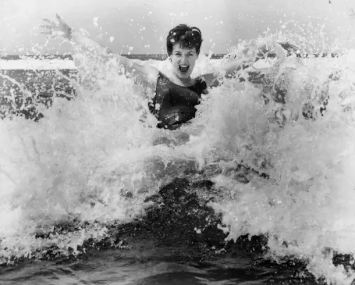 Framed Print : Model splashing about in the surf Framed Print : Model splashing about in the surf