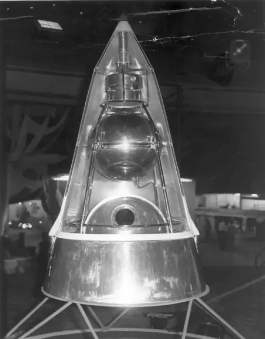 Framed Print : A model of Sputnik II at Earls Court July 1961 Framed Print : A model of Sputnik II at Earls Court July 1961