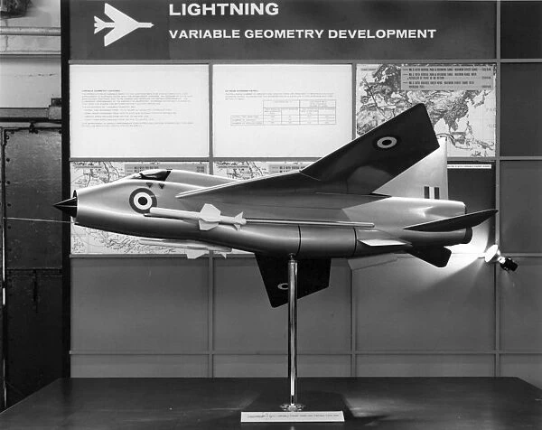 Model of a variable geometry BAC Lightning Mk3 in RAF markin