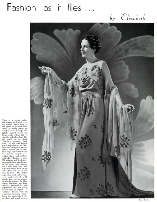Framed Print : Model wearing a floral maternity evening gown 1937 Framed Print : Model wearing a floral maternity evening gown 1937