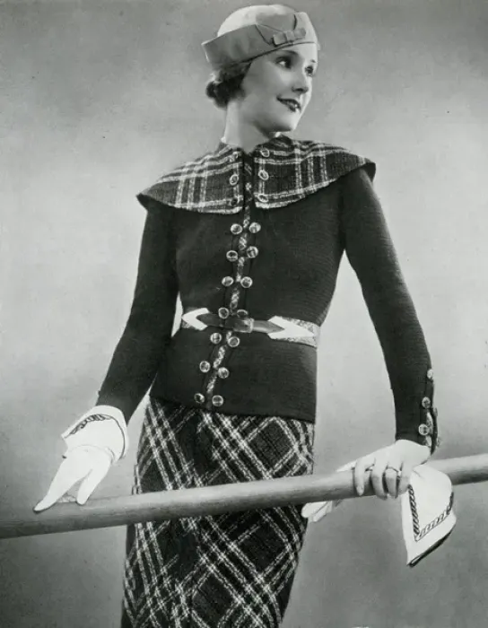 Framed Print : Model wearing tartan skirt and jacket Framed Print : Model wearing tartan skirt and jacket