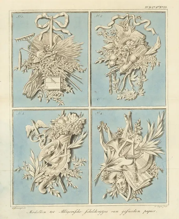 Framed Print : Models for allegorical designs in cut-paper art Framed Print : Models for allegorical designs in cut-paper art