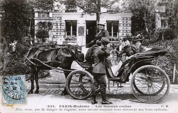 Framed Print : Modern-day Paris - Female Coach Driver Framed Print : Modern-day Paris - Female Coach Driver