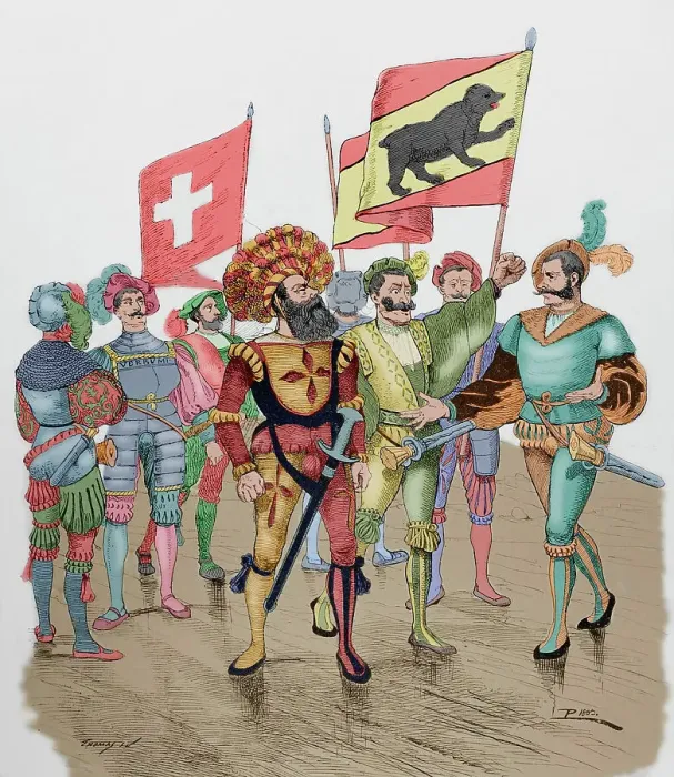 Framed Print : Modern era. Mercenary soldiers: Swiss. Engraving Framed Print : Modern era. Mercenary soldiers: Swiss. Engraving