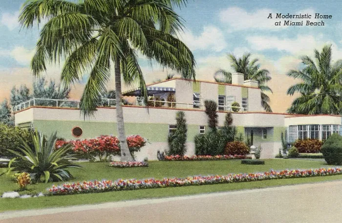Framed Print : Modern home, Miami Beach, Florida, USA Date: 1941 Framed Print : Modern home, Miami Beach, Florida, USA Date: 1941