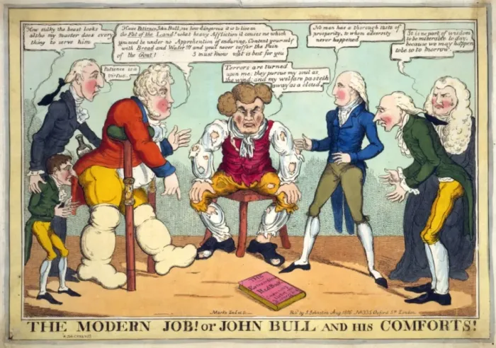 Framed Print : The modern Job! or John Bull and his comforts Framed Print : The modern Job! or John Bull and his comforts