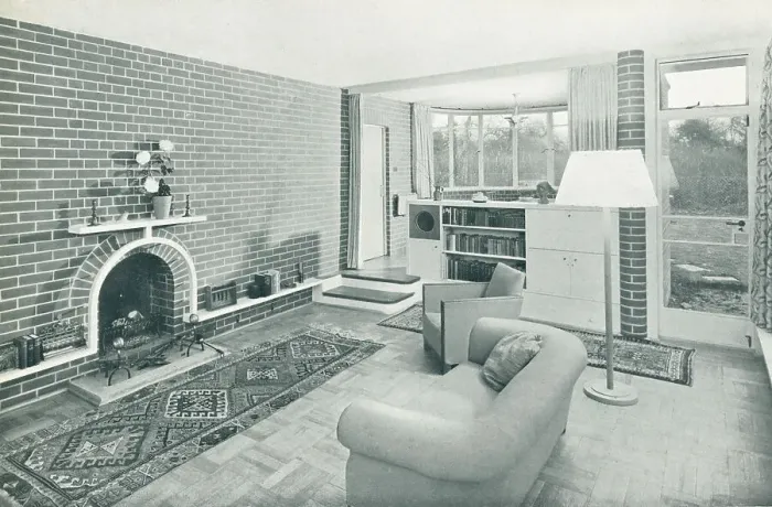 Framed Print : Modernist House, Gerrard's Cross, Bucks, Living Room Framed Print : Modernist House, Gerrard's Cross, Bucks, Living Room