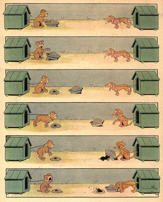 Framed Print : The Mole. A series of six illustrations which progressively tell the story Framed Print : The Mole. A series of six illustrations which progressively tell the story