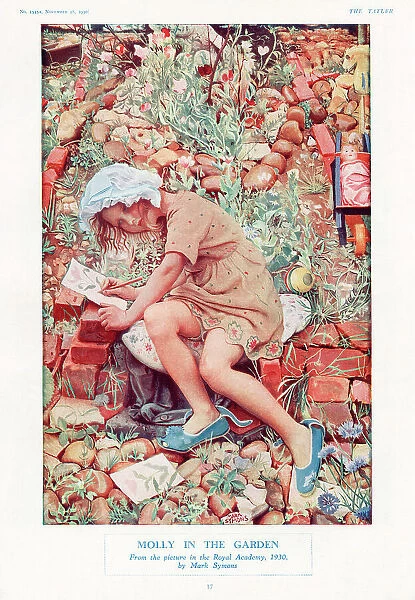 Molly in the Garden by Mark Symons, a painter working in the realist style between the wars. Date: 1930