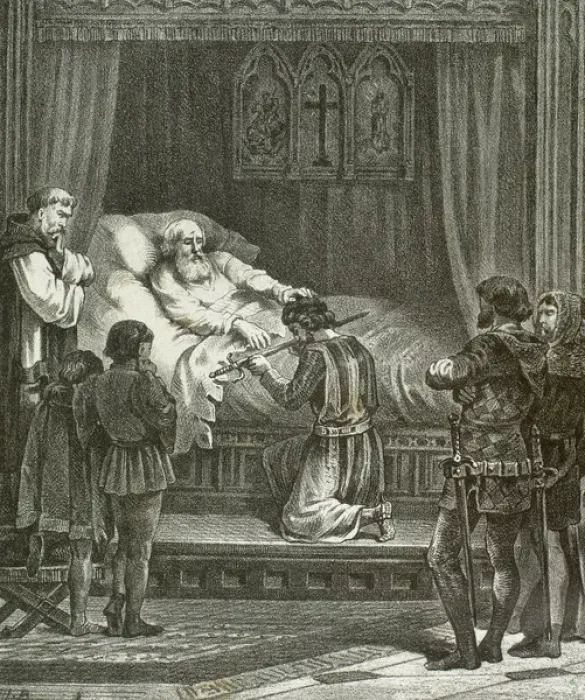 Framed Print : Last moments of King James I the Conqueror (1208A?i?1276) Framed Print : Last moments of King James I the Conqueror (1208A?i?1276)