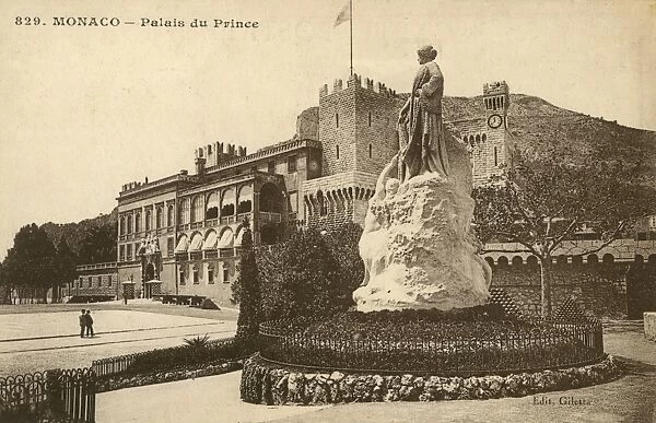 Monaco - Statue of Albert I with the Palace