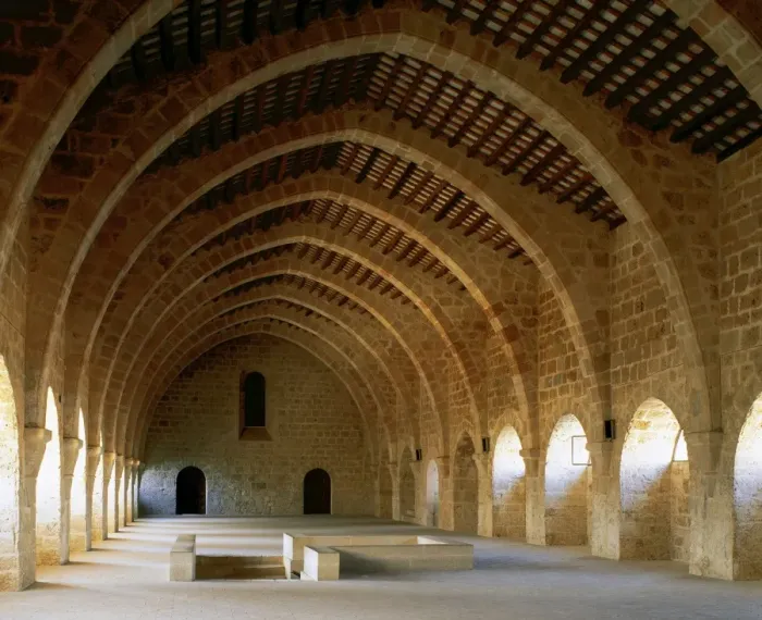 Framed Print : Monastery of Santa Maria de Santes Creus. Cistercian. Dormit