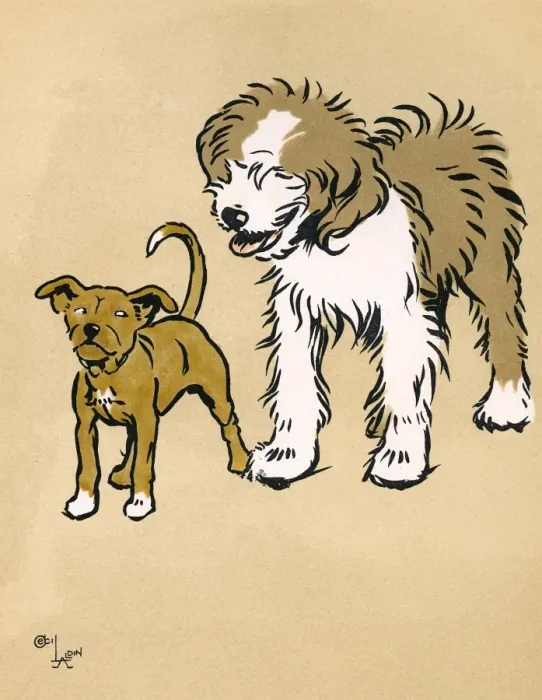 Framed Print : Mongrel puppy with a sheepdog in the park Framed Print : Mongrel puppy with a sheepdog in the park