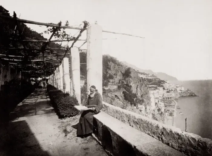 Framed Print : Monk, balcony Capuchin monastery, Amalfi, Italy Framed Print : Monk, balcony Capuchin monastery, Amalfi, Italy