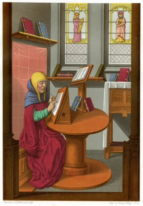 Framed Print : MONK COPYING A MS Framed Print : MONK COPYING A MS