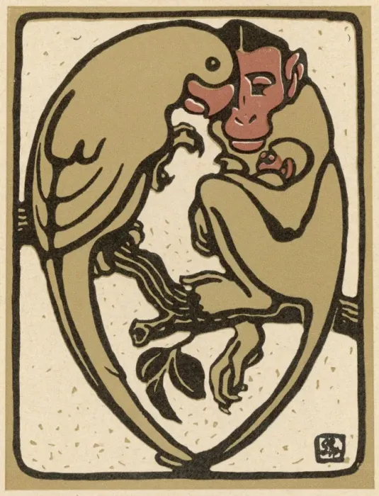 Framed Print : Monkey & Parrot / Jugend Framed Print : Monkey & Parrot / Jugend