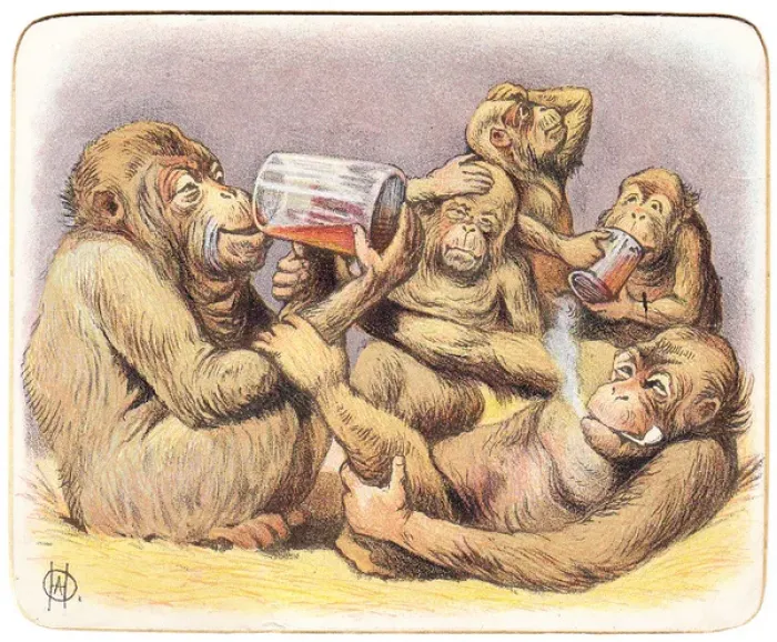 Framed Print : Five monkeys on a Christmas card Framed Print : Five monkeys on a Christmas card