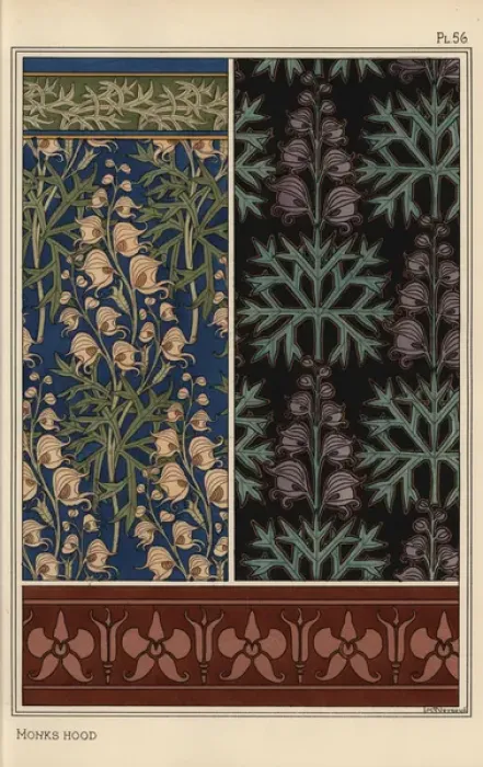Framed Print : Monks hood in art nouveau patterns Framed Print : Monks hood in art nouveau patterns
